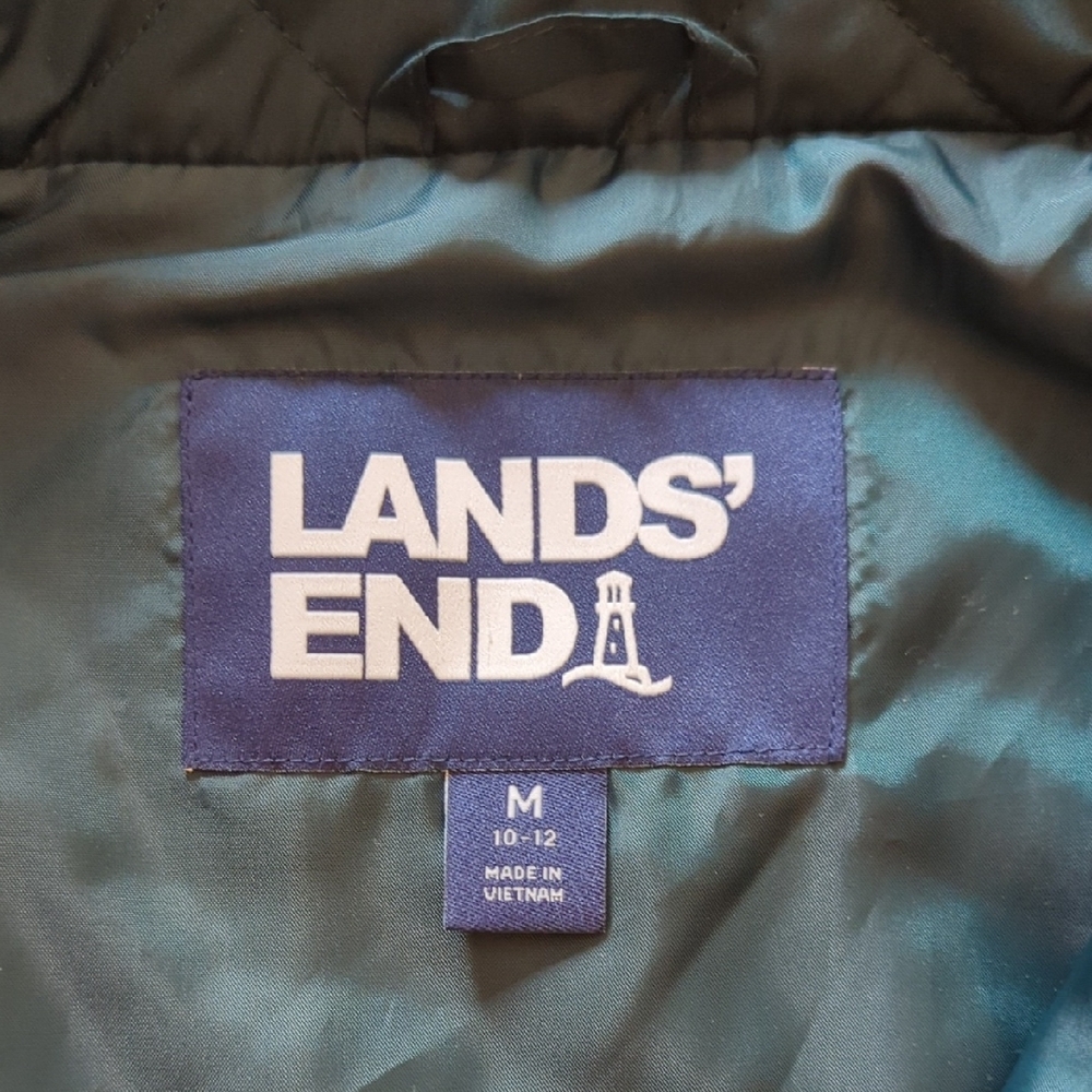 Lands' End Women's Quilted Dark Teal Vest - Picture 2 of 9